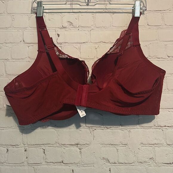 AUDEN Women’s Lace Underwire Bra - Size 44DD - Burgundy Red - Picture 2 of 2